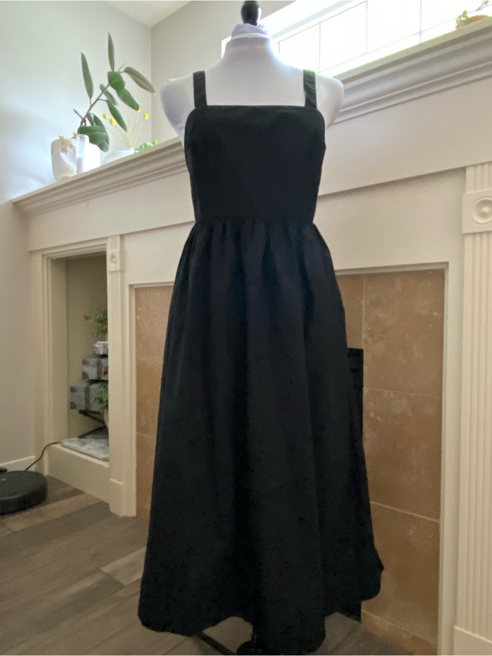 NWOT A new day Classic Black Square Neck Midi Dress